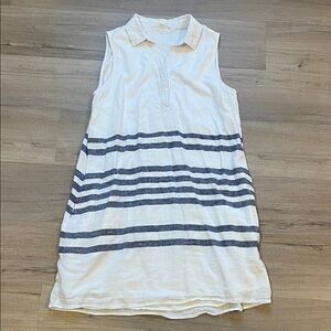 beachlunchlounge White and Navy Striped Dress
